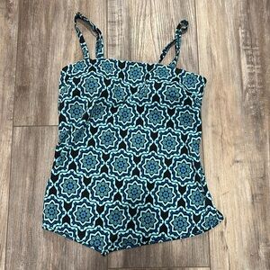 A Shore Fit kaleidoscope tankini top blue and black size 12